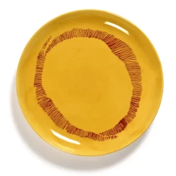 Serax Feast By Ottolenghi Bord S ø 19 Cm H 2 Cm Aardewerk Sunny Yellow + Swirl-Stripes Red
