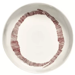 Serax Feast By Ottolenghi Hoog Bord ø 22 Cm H 4 Cm Aardewerk White + Swirl-Stripes Red