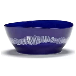 Serax Feast By Ottolenghi Kom L ø 17 Cm H 7 Cm Aardewerk Lapis Lazuli + Swirl-Stripes White