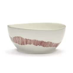 Serax Feast By Ottolenghi Kom L ø 17 Cm H 7 Cm Aardewerk White + Swirl-Stripes Red