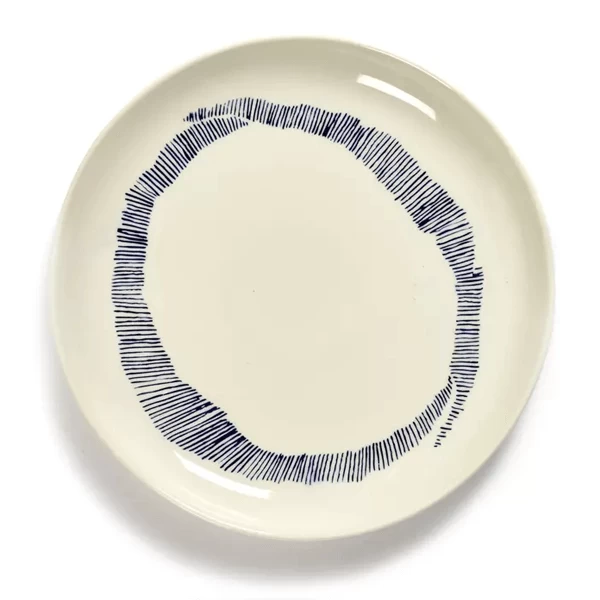 Serax Feast By Ottolenghi Serveerbord ø 35 Cm H 2 Cm Aardewerk White + Swirl Stripes Blue